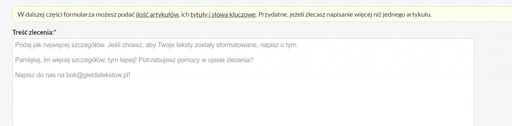 zlecanie tekstów z ai